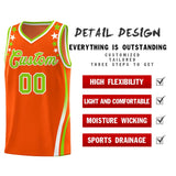 Custom Orange Shoulders Star Pattern Side Color Block Sports Uniform Basketball Jersey