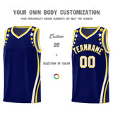 Custom Navy Shoulders Star Pattern Side Color Block Sports Uniform Basketball Jersey