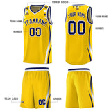 Custom Gold Shoulders Star Pattern Side Color Block Sports Uniform Basketball Jersey