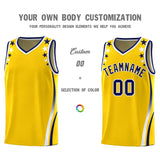 Custom Gold Shoulders Star Pattern Side Color Block Sports Uniform Basketball Jersey