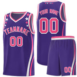 Custom Purple Shoulders Star Pattern Side Color Block Sports Uniform Basketball Jersey