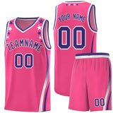 Custom Pink Shoulders Star Pattern Side Color Block Sports Uniform Basketball Jersey