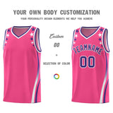 Custom Pink Shoulders Star Pattern Side Color Block Sports Uniform Basketball Jersey
