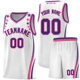 Custom White Shoulders Star Pattern Side Color Block Sports Uniform Basketball Jersey