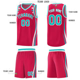 Custom Red Shoulders Star Pattern Side Color Block Sports Uniform Basketball Jersey