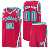 Custom Red Shoulders Star Pattern Side Color Block Sports Uniform Basketball Jersey