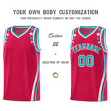 Custom Red Shoulders Star Pattern Side Color Block Sports Uniform Basketball Jersey