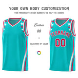 Custom Sky Blue Shoulders Star Pattern Side Color Block Sports Uniform Basketball Jersey