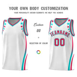 Custom White Shoulders Star Pattern Side Color Block Sports Uniform Basketball Jersey