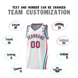 Custom White Shoulders Star Pattern Side Color Block Sports Uniform Basketball Jersey