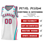 Custom White Shoulders Star Pattern Side Color Block Sports Uniform Basketball Jersey