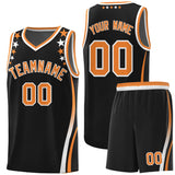 Custom Black Shoulders Star Pattern Side Color Block Sports Uniform Basketball Jersey