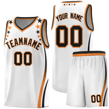 Custom White Shoulders Star Pattern Side Color Block Sports Uniform Basketball Jersey