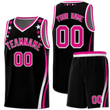 Custom Black Shoulders Star Pattern Side Color Block Sports Uniform Basketball Jersey