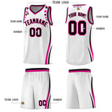 Custom White Shoulders Star Pattern Side Color Block Sports Uniform Basketball Jersey