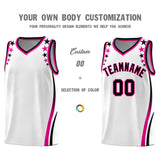 Custom White Shoulders Star Pattern Side Color Block Sports Uniform Basketball Jersey