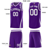 Custom Purple Shoulders Star Pattern Side Color Block Sports Uniform Basketball Jersey