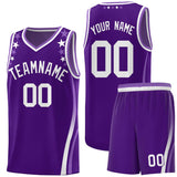 Custom Purple Shoulders Star Pattern Side Color Block Sports Uniform Basketball Jersey