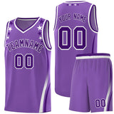Custom Light Purple Shoulders Star Pattern Side Color Block Sports Uniform Basketball Jersey