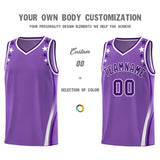 Custom Light Purple Shoulders Star Pattern Side Color Block Sports Uniform Basketball Jersey
