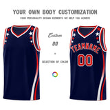 Custom Navy Shoulders Star Pattern Side Color Block Sports Uniform Basketball Jersey