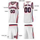 Custom White Shoulders Star Pattern Side Color Block Sports Uniform Basketball Jersey