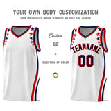 Custom White Shoulders Star Pattern Side Color Block Sports Uniform Basketball Jersey