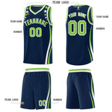Custom Navy Shoulders Star Pattern Side Color Block Sports Uniform Basketball Jersey