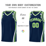 Custom Navy Shoulders Star Pattern Side Color Block Sports Uniform Basketball Jersey