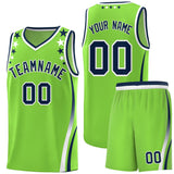 Custom Neon Green Shoulders Star Pattern Side Color Block Sports Uniform Basketball Jersey
