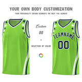 Custom Neon Green Shoulders Star Pattern Side Color Block Sports Uniform Basketball Jersey