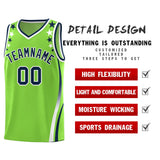 Custom Neon Green Shoulders Star Pattern Side Color Block Sports Uniform Basketball Jersey