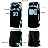 Custom Black Shoulders Star Pattern Side Color Block Sports Uniform Basketball Jersey