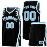 Custom Black Shoulders Star Pattern Side Color Block Sports Uniform Basketball Jersey