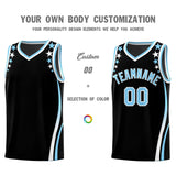Custom Black Shoulders Star Pattern Side Color Block Sports Uniform Basketball Jersey