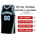 Custom Black Shoulders Star Pattern Side Color Block Sports Uniform Basketball Jersey