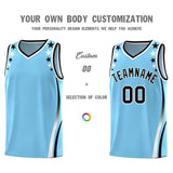 Custom Light Blue Shoulders Star Pattern Side Color Block Sports Uniform Basketball Jersey