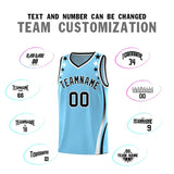 Custom Light Blue Shoulders Star Pattern Side Color Block Sports Uniform Basketball Jersey