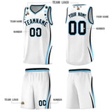 Custom White Shoulders Star Pattern Side Color Block Sports Uniform Basketball Jersey