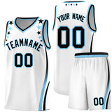 Custom White Shoulders Star Pattern Side Color Block Sports Uniform Basketball Jersey