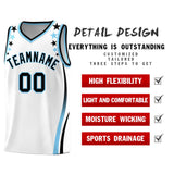 Custom White Shoulders Star Pattern Side Color Block Sports Uniform Basketball Jersey