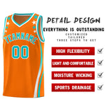 Custom Orange Shoulders Star Pattern Side Color Block Sports Uniform Basketball Jersey
