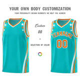 Custom Sky Blue Shoulders Star Pattern Side Color Block Sports Uniform Basketball Jersey