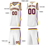 Custom White Shoulders Star Pattern Side Color Block Sports Uniform Basketball Jersey