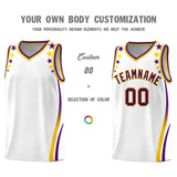 Custom White Shoulders Star Pattern Side Color Block Sports Uniform Basketball Jersey