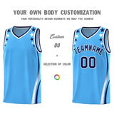 Custom Light Blue Shoulders Star Pattern Side Color Block Sports Uniform Basketball Jersey