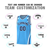 Custom Light Blue Shoulders Star Pattern Side Color Block Sports Uniform Basketball Jersey