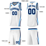 Custom White Shoulders Star Pattern Side Color Block Sports Uniform Basketball Jersey