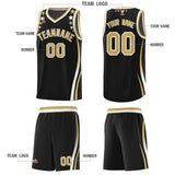 Custom Black Shoulders Star Pattern Side Color Block Sports Uniform Basketball Jersey