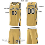 Custom Old Gold Shoulders Star Pattern Side Color Block Sports Uniform Basketball Jersey